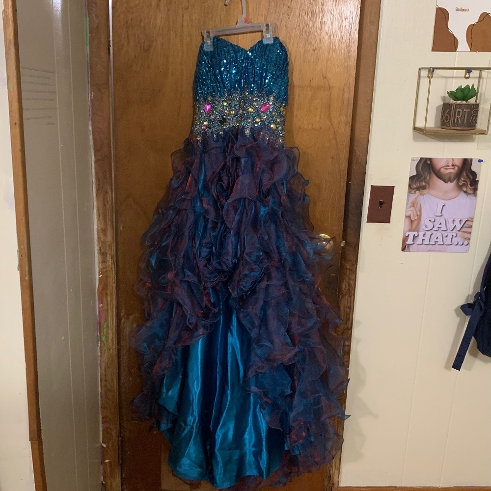 Women’s peacock inspired dress